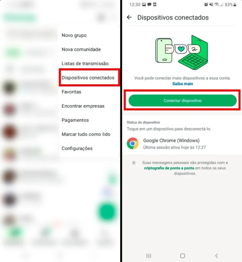 Tela conectar dispositivo