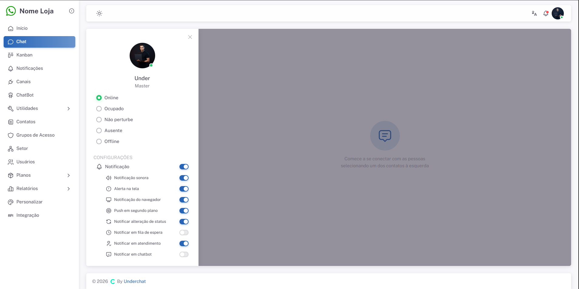 Configurações de notificações