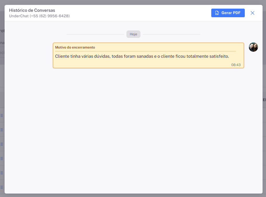 Relatorio motivo encerramento