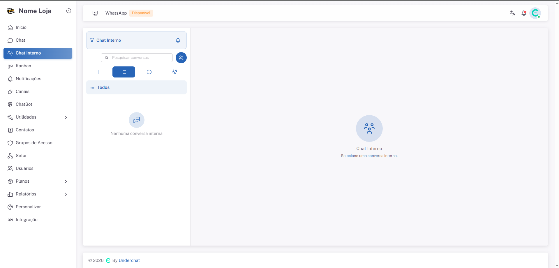 Menu Chat Interno